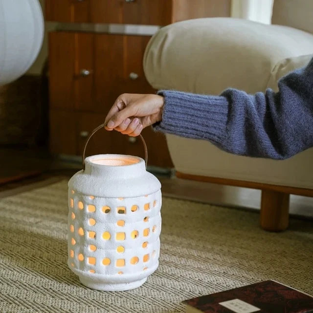 Ceramic Tealight Candle Holder with Rope Handle