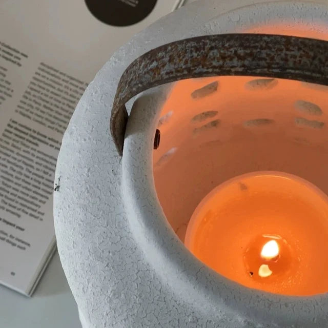 Ceramic Tealight Candle Holder with Rope Handle