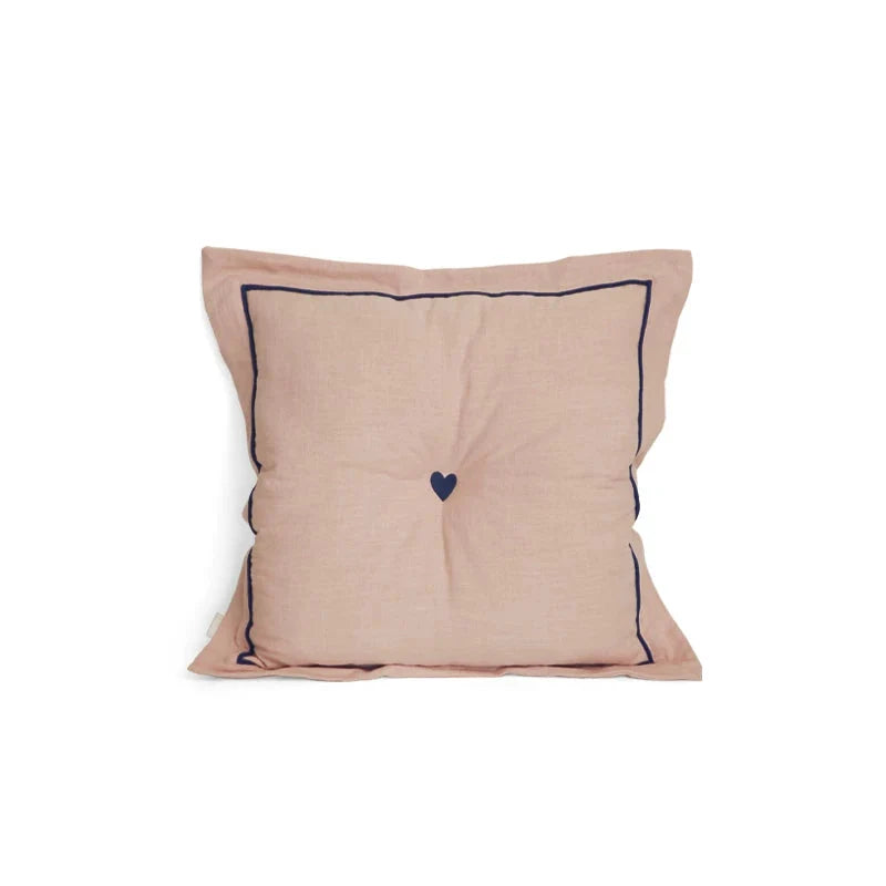 Heart Tufted Linen‑Blend Throw Pillow