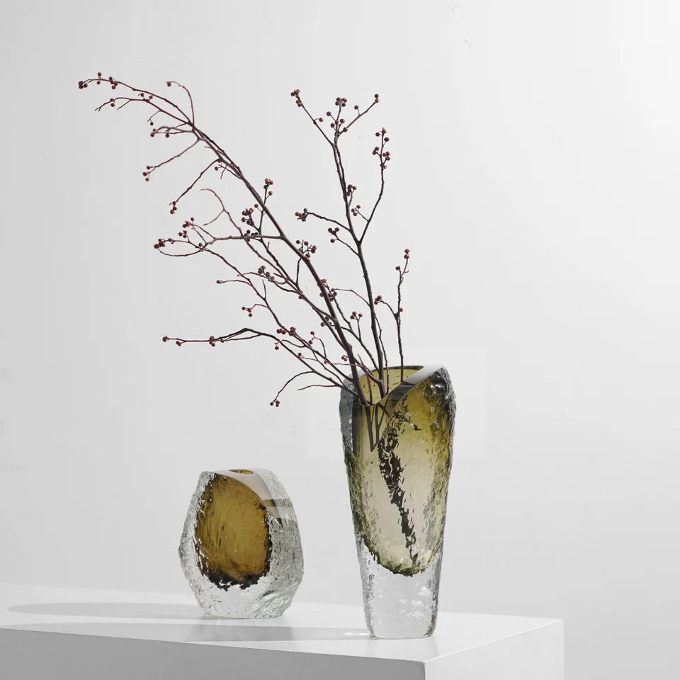 Iceberg Amber Glass Vase