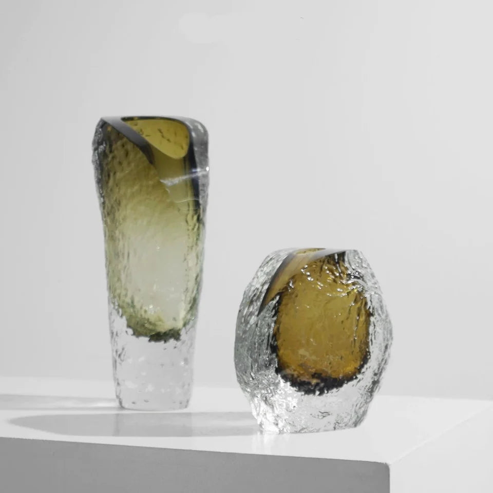 Iceberg Amber Glass Vase