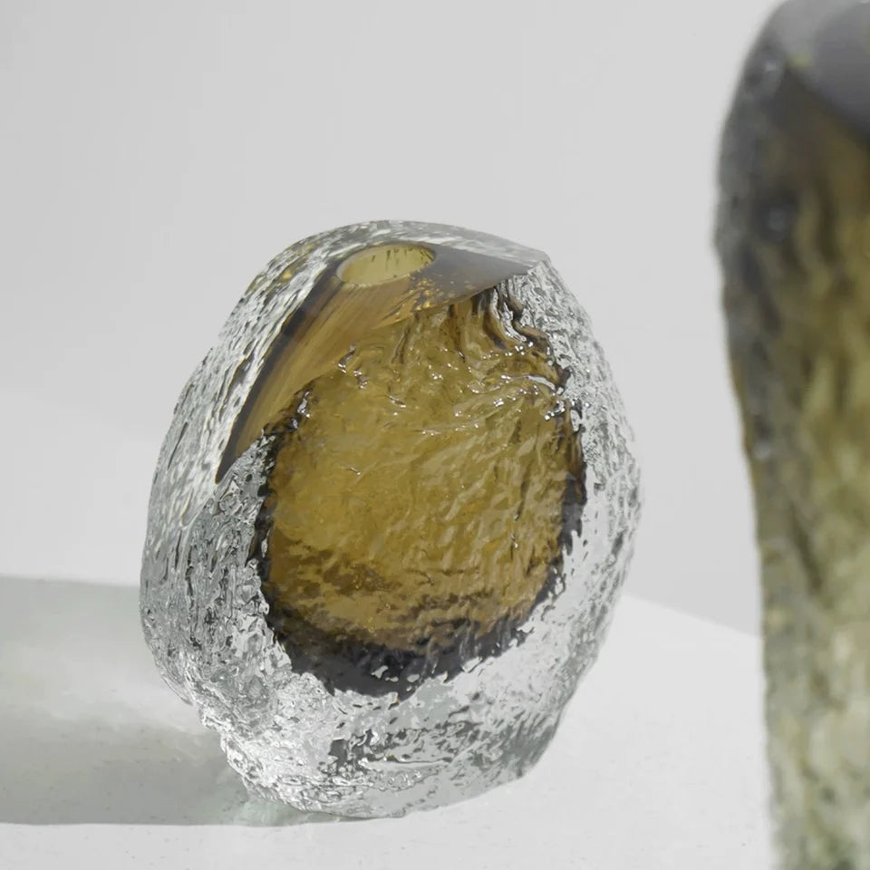 Iceberg Amber Glass Vase