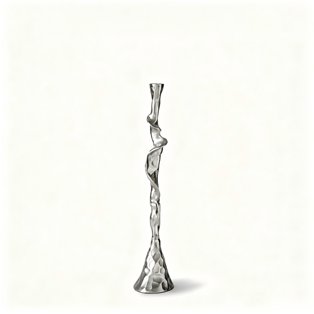 Sculptural Metal Taper Candle Holder