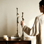 Sculptural Metal Taper Candle Holder