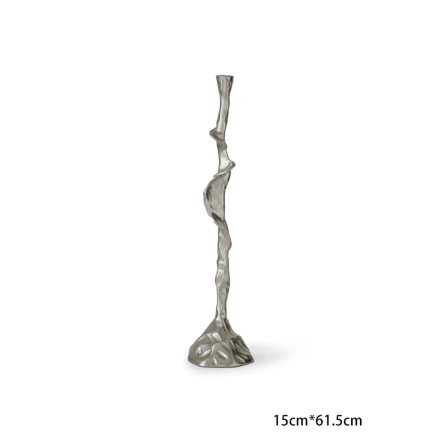 Sculptural Metal Taper Candle Holder