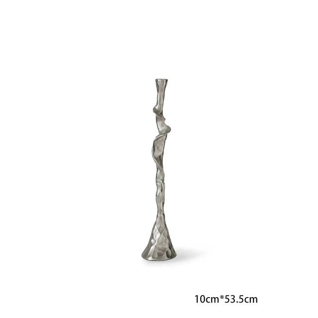 Sculptural Metal Taper Candle Holder