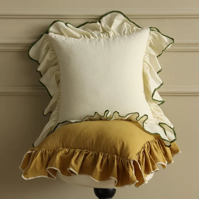 Vintage Ruffle Edge Accent Pillow