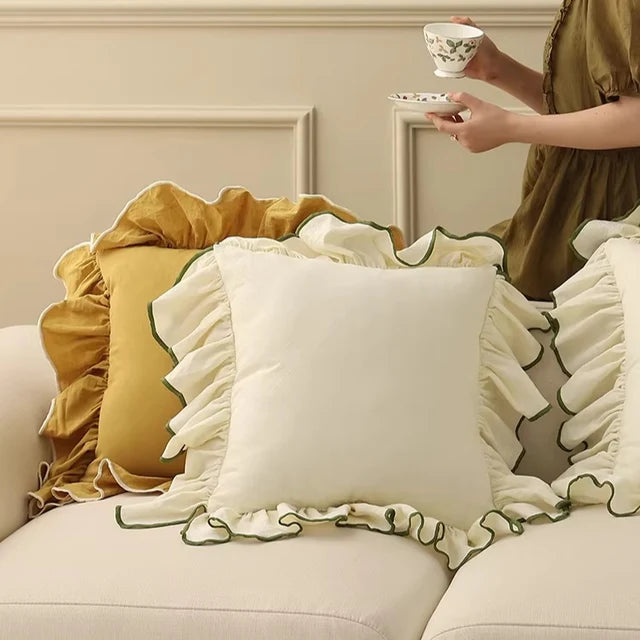Vintage Ruffle Edge Accent Pillow
